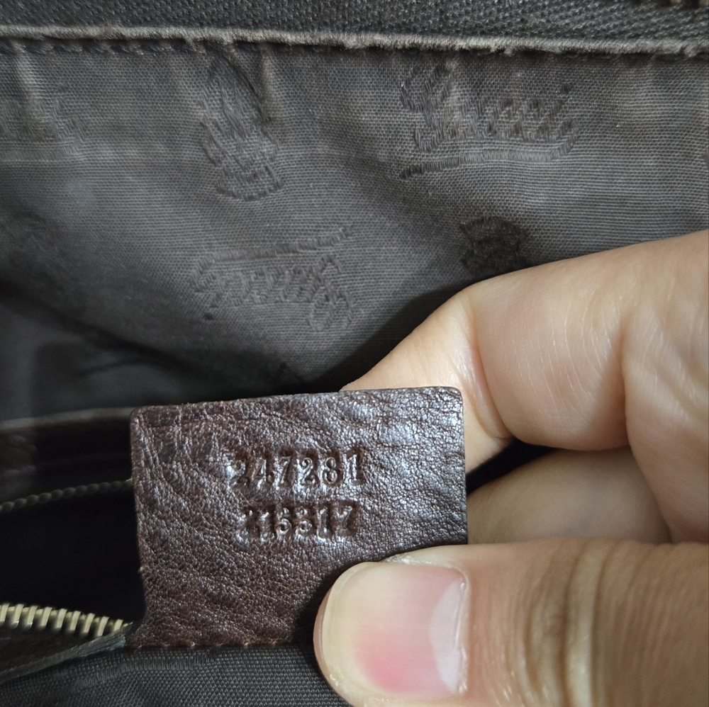 GUCCI CROSSBODY TOTE Borsa charm in tela GG marrone Gucci - Picture 10 of 11